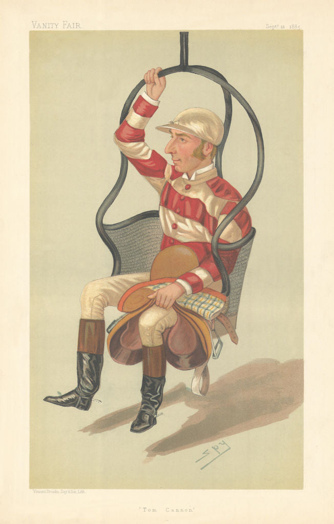 VANITY FAIR SPY CARTOON Tom Cannon Sr. Horse Racing. Jockey 1885 old print
